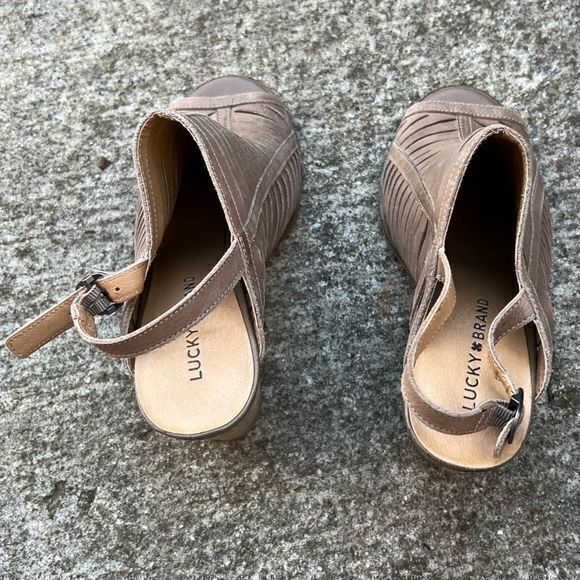 Lucky Brand Women's Lialor Caged Sandals Peep Toe Bootie Leather Upper Brown 8M - Picture 5 of 8